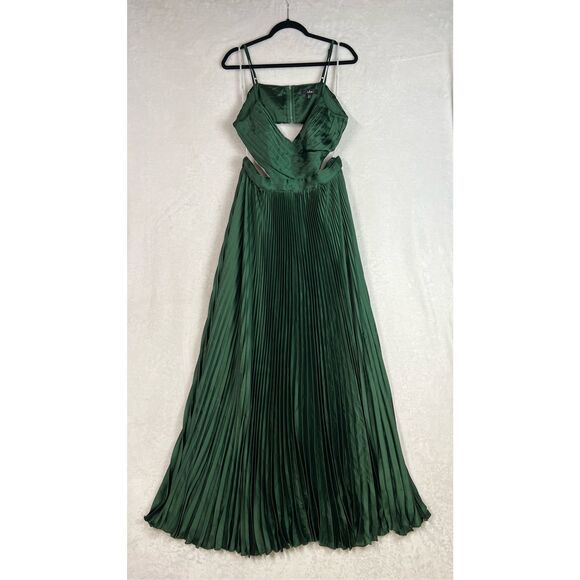 Lulus Got the Glam Emerald Green Pleated Cutout Maxi Dress Size XL NWT - Picture 5 of 10